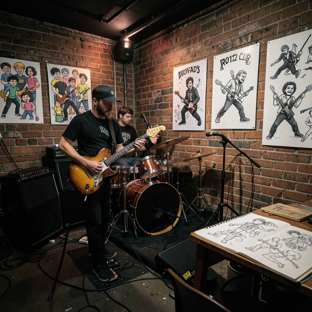25 live gig drawings by John Davison on show at Bradford's 1in12 Club